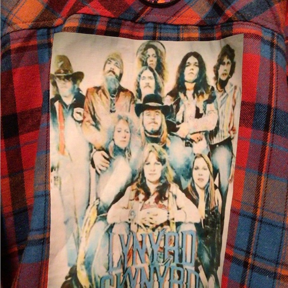 Host pick ! SALE Upcycled Lynyrd Skynyrd Plaid Flannel Shirt - Picture 2 of 6